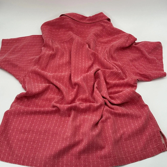 Tommy Bahama Camp Shirt Men Large Dimensional Diamond Pink 100% Silk Short Sleev - Picture 7 of 8